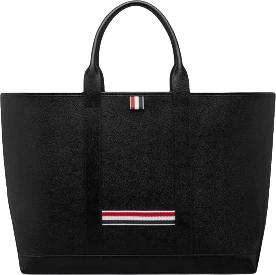 Thom Browne PEBBLE GRAIN LEATHER MEDIUM TOOL TOTE BAG Zwart