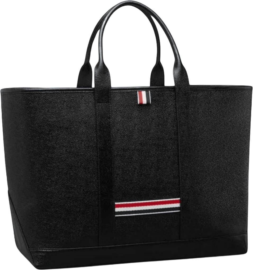 Thom Browne PEBBLE GRAIN LEATHER MEDIUM TOOL TOTE BAG Zwart