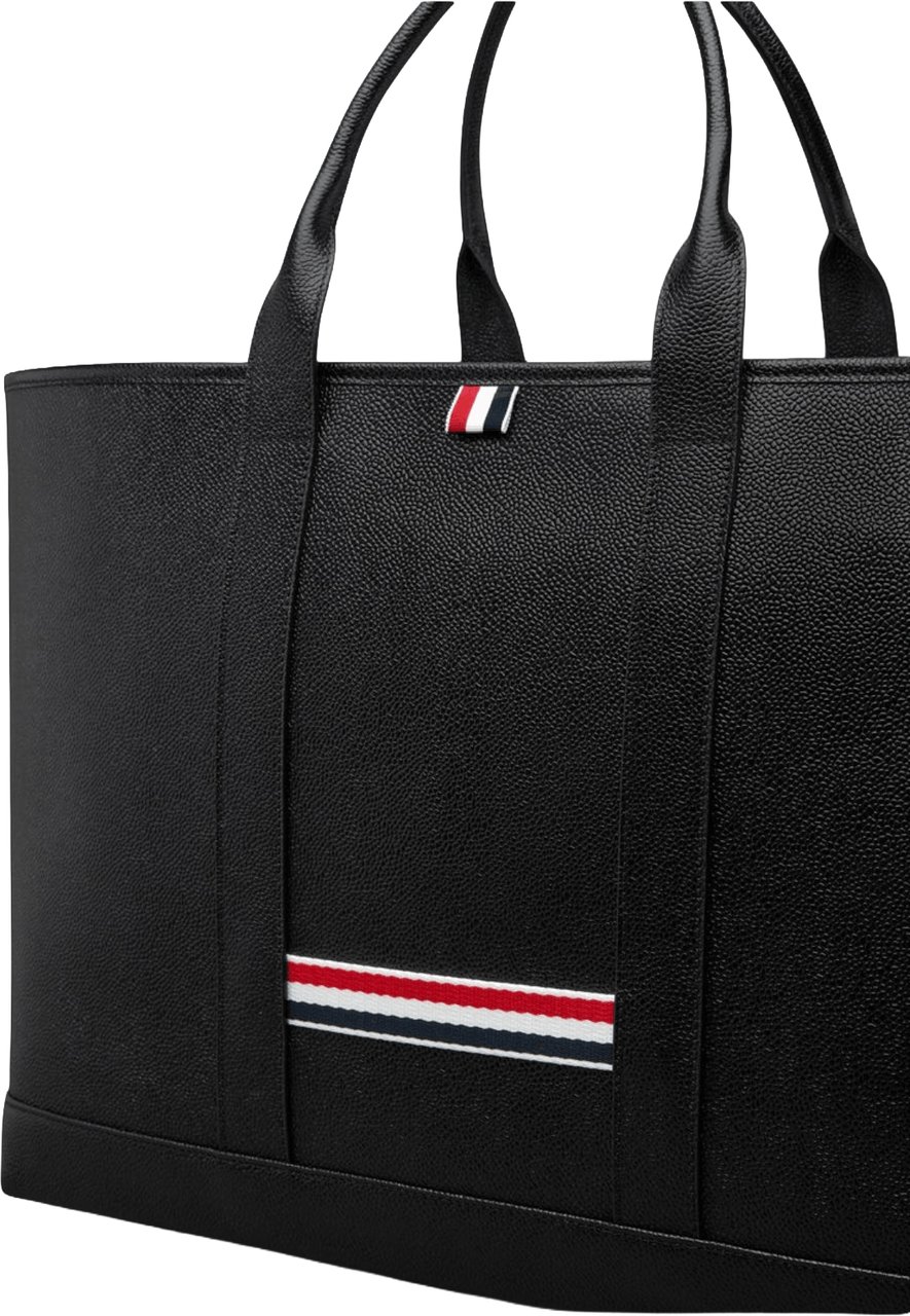 Thom Browne PEBBLE GRAIN LEATHER MEDIUM TOOL TOTE BAG Zwart