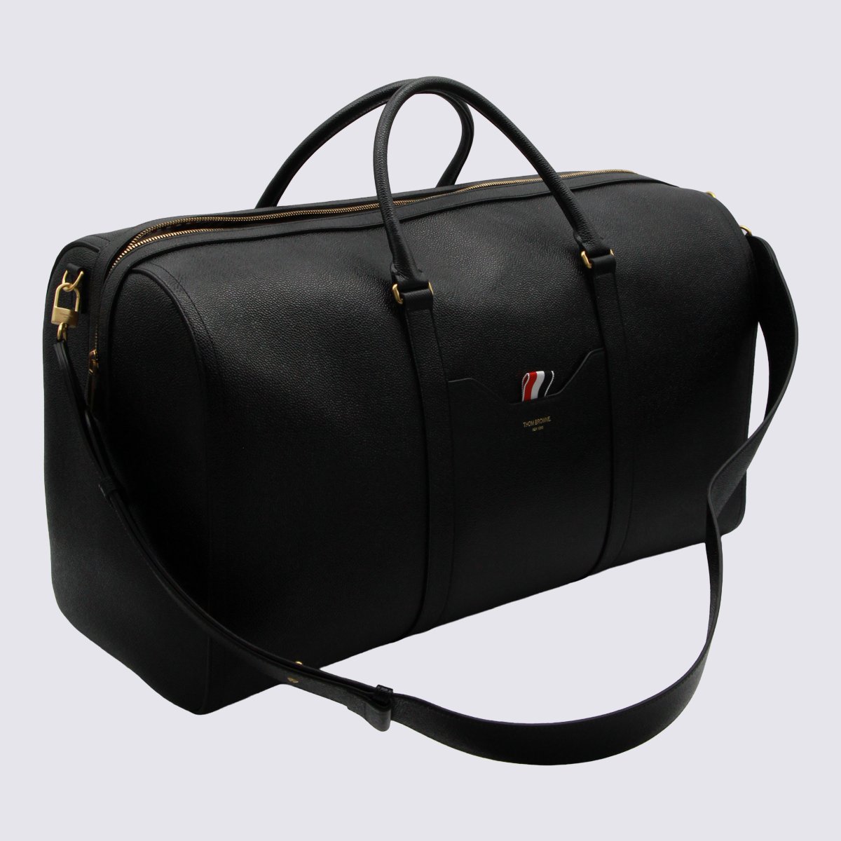 Thom Browne Structured Black Duffle Bag With Gold-Tone Hardware Zwart