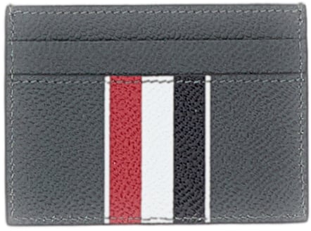 Thom Browne Grey Pebble Grain Leather Double Card Holder Grijs