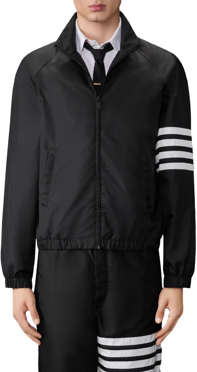 Thom Browne Glanzende ripstop raglan 4-bar trainingsjas zwart Zwart