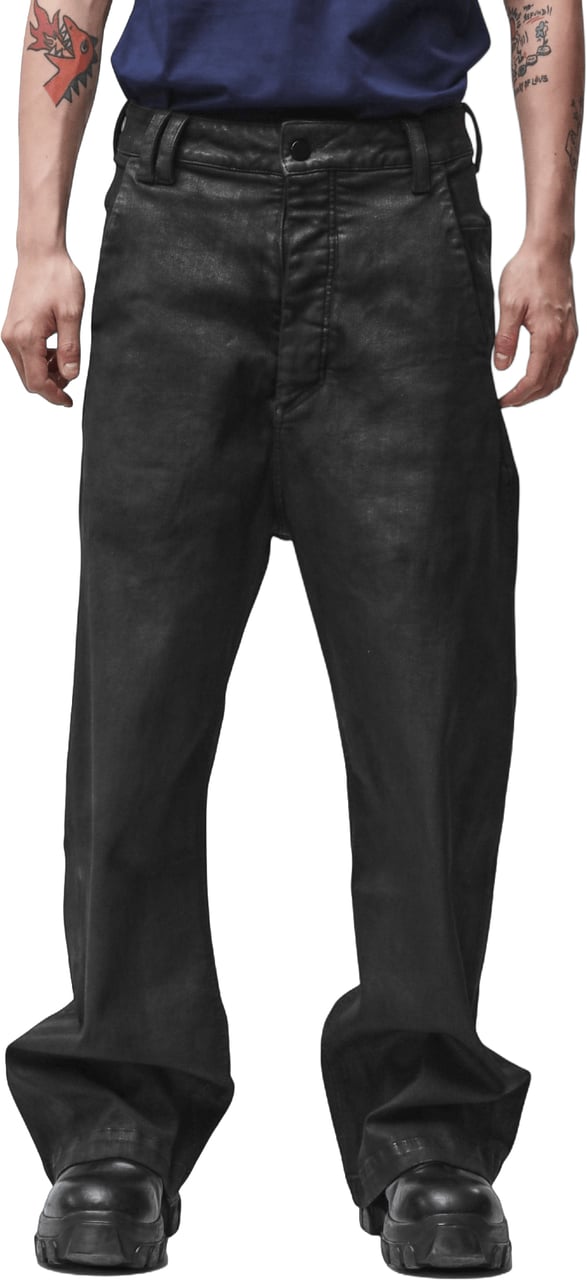 Thom Krom M T 108 COATED WIDE LEG JEANS Zwart
