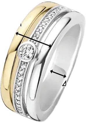 Ti Sento Ti Sento Ring 12094ZY/56 Zilver Bi Color Maat 56 Zilver