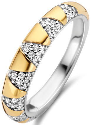 Ti Sento Ti Sento Ring 12216ZY/54  Zilver Bi-color met Zirkonia Maat 54 Goud