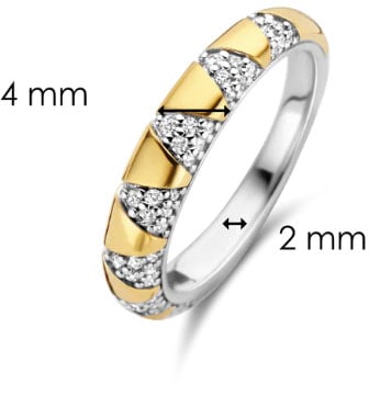 Ti Sento Ring 12216ZY/54 Zilver Bi-color met Zirkonia Maat 54 Goud