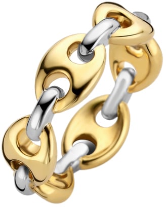 Ti Sento Ti Sento Ring 12256SY/54 zilver schakel ring bicolor goldplated Goud