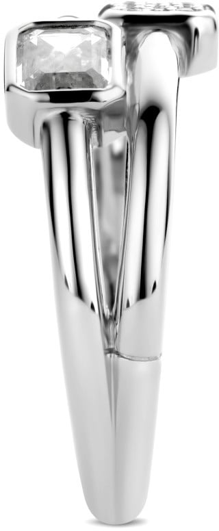 Ti Sento Ti Sento Ring 12275ZI/56 zilver dubbel met gezette baquet en pave stenen Zilver