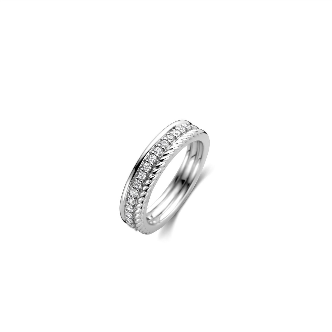 Ti Sento Ti Sento Ring 12282ZI/56 zilver met 3 verschillende designs en zirkonia's Zilver
