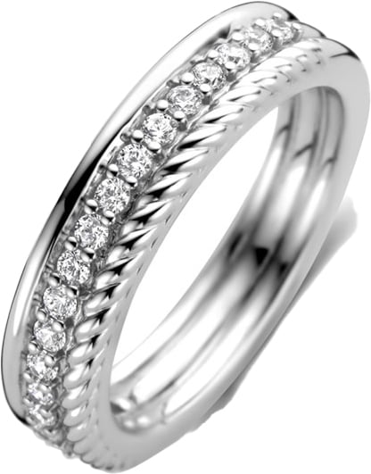 Ti Sento Ti Sento Ring 12282ZI/56 zilver met 3 verschillende designs en zirkonia's Zilver