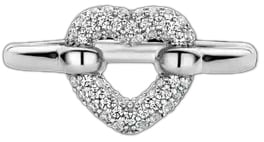 Ti Sento Ti Sento Ring 12291ZI/54 Zilver Gerhodineerd met Hart en Zirkonia Maat 54 Zilver