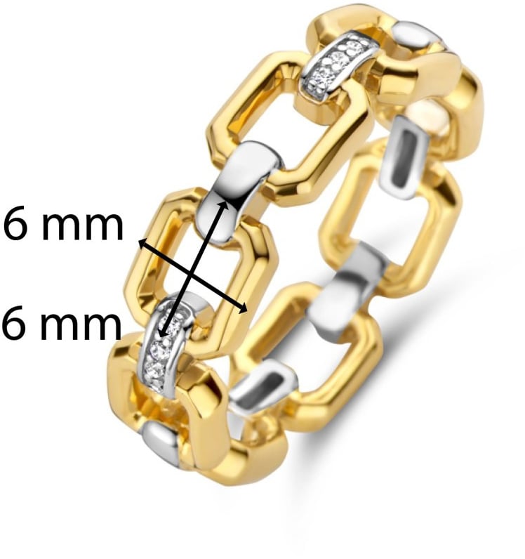 Ti Sento Ti Sento Ring 12292ZY/54 zilver bi-color met gezette zirkonia stenen maat 54 Goud