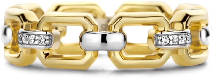 Ti Sento Ti Sento Ring 12292ZY/54 zilver bi-color met gezette zirkonia stenen maat 54 Goud