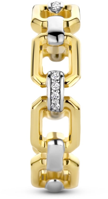 Ti Sento Ti Sento Ring 12292ZY/54 zilver bi-color met gezette zirkonia stenen maat 54 Goud