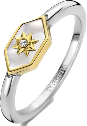 Ti Sento Ti Sento Ring 12311MW/56 Zilver Bi-color Ster Maat 56 Zilver