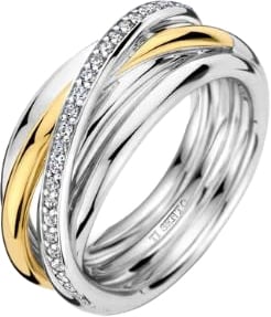 Ti Sento Ti Sento Ring 12318ZI/56 Bicolor met Crossover met Zirkonia Zilver