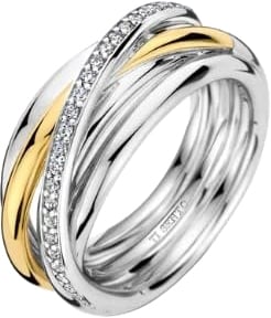 Ti Sento Ti Sento Ring 12318ZI/56 Bicolor met Crossover met Zirkonia Zilver