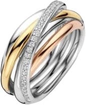 Ti Sento Ring 12318ZT/54 Zilver Tri-color met Zirkonia Maat 54 Zilver