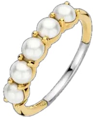 Ti Sento Ti Sento Ring 12322YP/54 Zilver met Goude Plating en Parels Maat 54 Goud