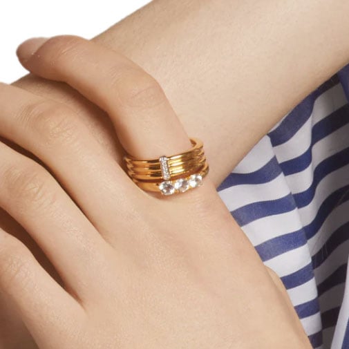 Ti Sento Ti Sento Ring 12344ZY/54 Zilver 14k Geelgouden Plating Zirkonia Goud