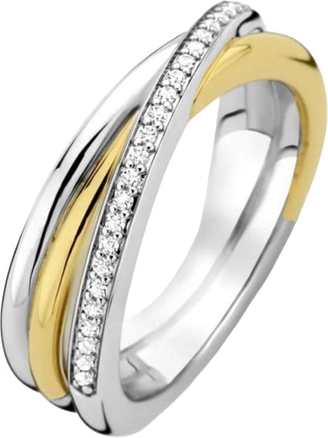 Ti Sento Ti Sento Ring 12346ZY/54 Zilver Gold Plated Zirkonia met Geel Verguld Maat 54 Divers