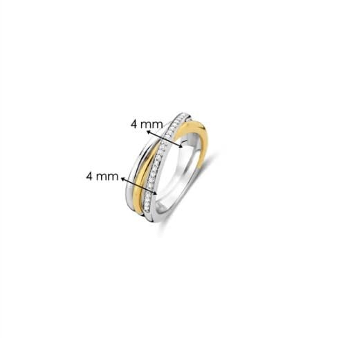 Ti Sento Ring 12346ZY/54 Zilver Gold Plated Zirkonia met Geel Verguld Maat 54 Divers