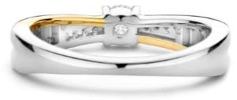 Ti Sento Ring 12374ZY/56 Zilver 14k Gold Plated Dubbel met Zirkonia Maat 56 Zilver