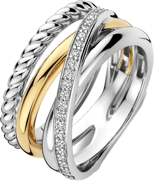 Ti Sento Ti Sento Ring 12384ZY/56 Zilver 14k Geelgouden Plating met Vier Ringen Maat 56 Divers