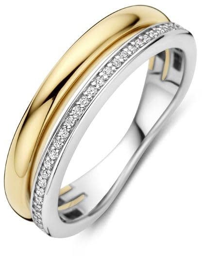 Ti Sento Ti Sento Ring 12392ZY/54 Zilver met Geelgouden Plating met Zirkonia maat 54 Goud