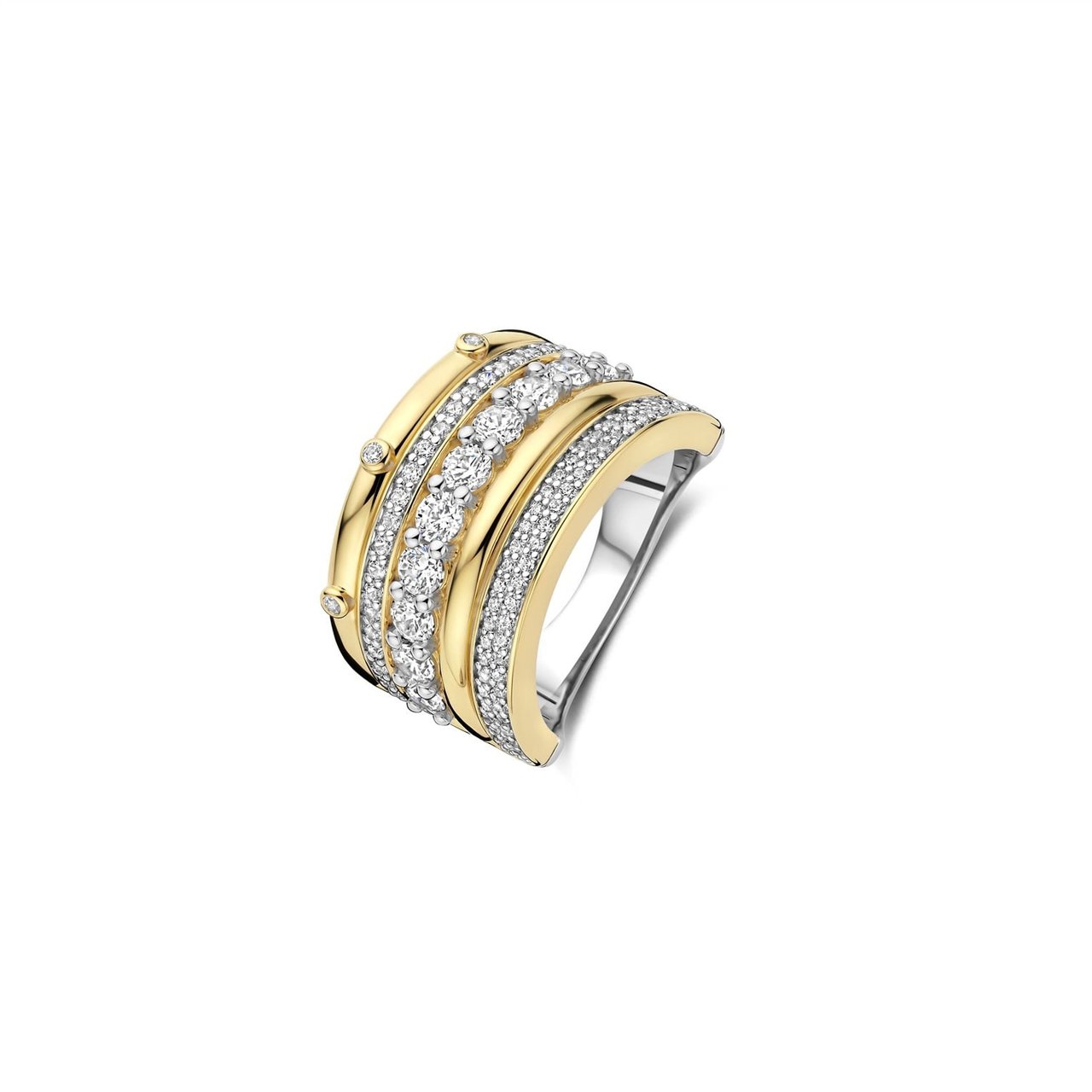 Ti Sento Ring 12396ZY/54 Zilver Bi-color met Zirkonia Maat 54 Divers
