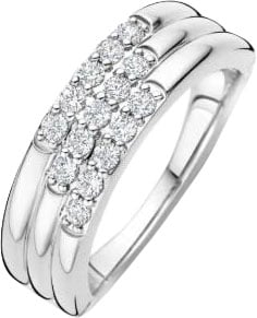 Ti Sento Ti Sento Ring 12411ZI/54 Zilver met 3 lagen met Zirkona Maat 54 Zilver