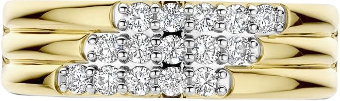 Ti Sento Ring 12411ZY/56 Zilver met 14k Geelgouden Plating 3 Lagen met Zirkonia Maat 56 Goud