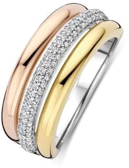 Ti Sento Ti Sento Ring 12427TZ/54 Zilver met Tri-color en Zirkonia Maat 54 Divers