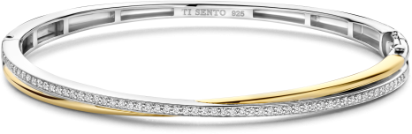 Ti Sento Ti Sento Armband 23045ZY Bangle Zilver Bi-color met Zirkonia Maat 60 Divers