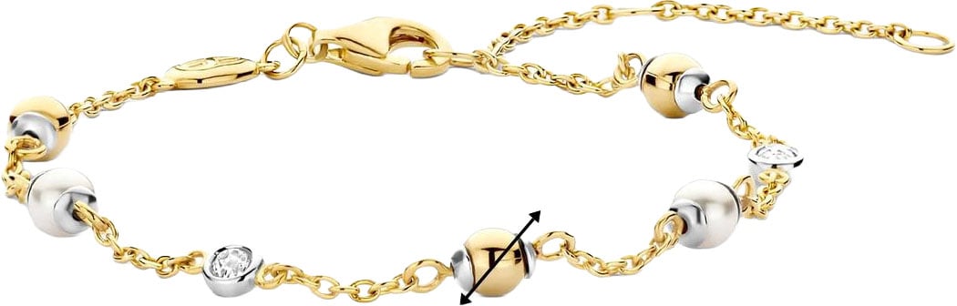 Ti Sento Ti Sento Armband 23076ZY Zilver Bi-color met Parel en Zirkonia 18.5cm Goud