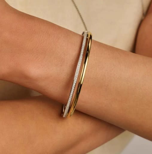 Ti Sento Armband 23086ZY/L Zilver met Geelgouden Plating met Zirkonia Bangle 60mm Divers