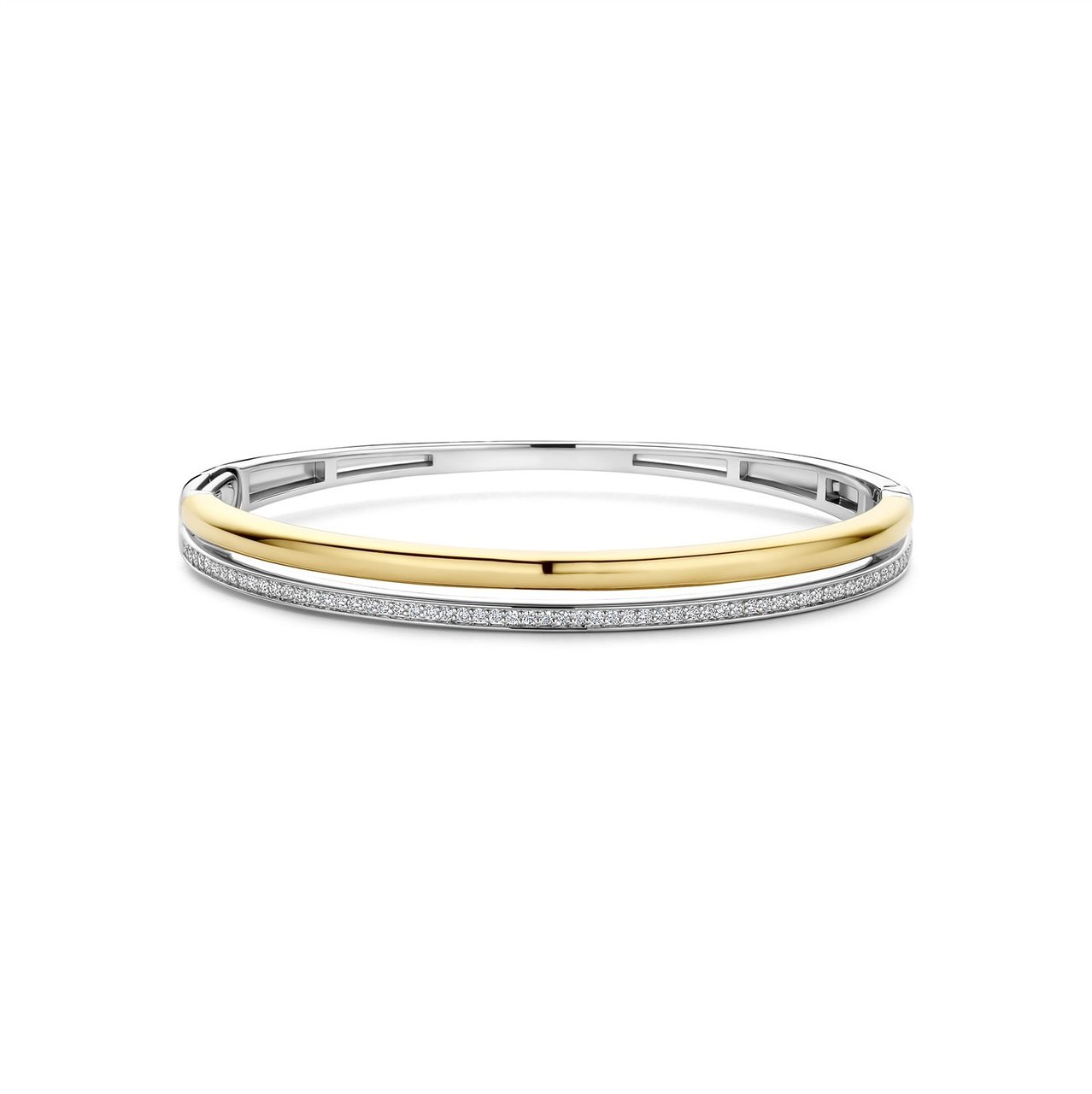 Ti Sento Armband 23086ZY/L Zilver met Geelgouden Plating met Zirkonia Bangle 60mm Divers