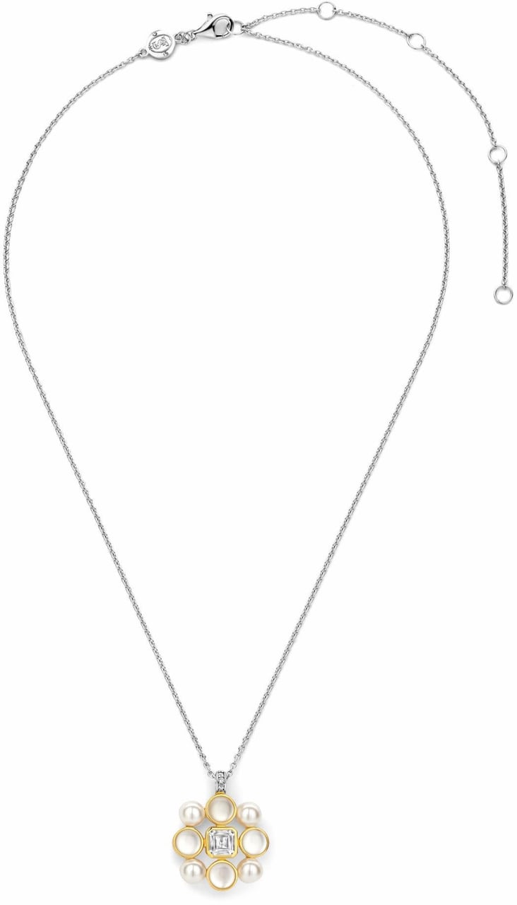 Ti Sento Ti Sento Collier 34046YP Zilver met Goude Plating met Parels, Maansteen en Zirkonia 38-48cm Divers