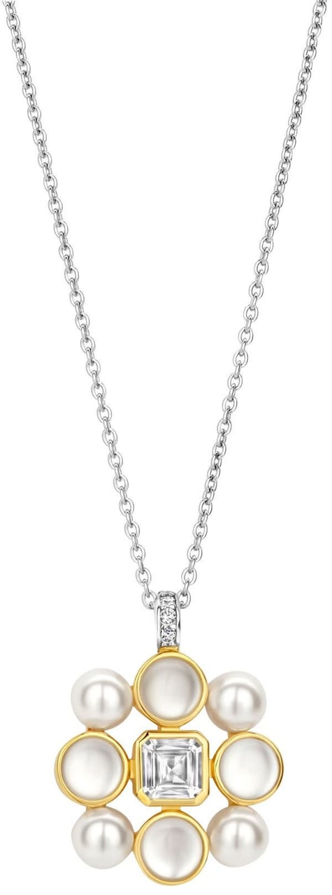 Ti Sento Ti Sento Collier 34046YP Zilver met Goude Plating met Parels, Maansteen en Zirkonia 38-48cm Divers