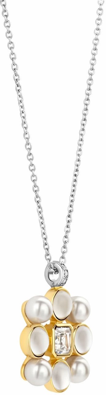 Ti Sento Ti Sento Collier 34046YP Zilver met Goude Plating met Parels, Maansteen en Zirkonia 38-48cm Divers