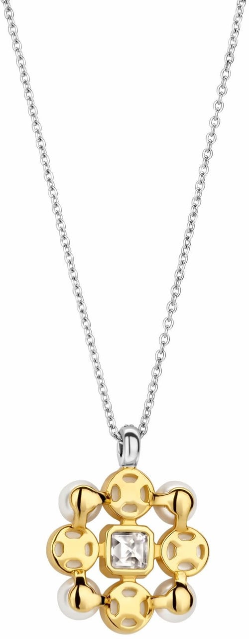 Ti Sento Ti Sento Collier 34046YP Zilver met Goude Plating met Parels, Maansteen en Zirkonia 38-48cm Divers
