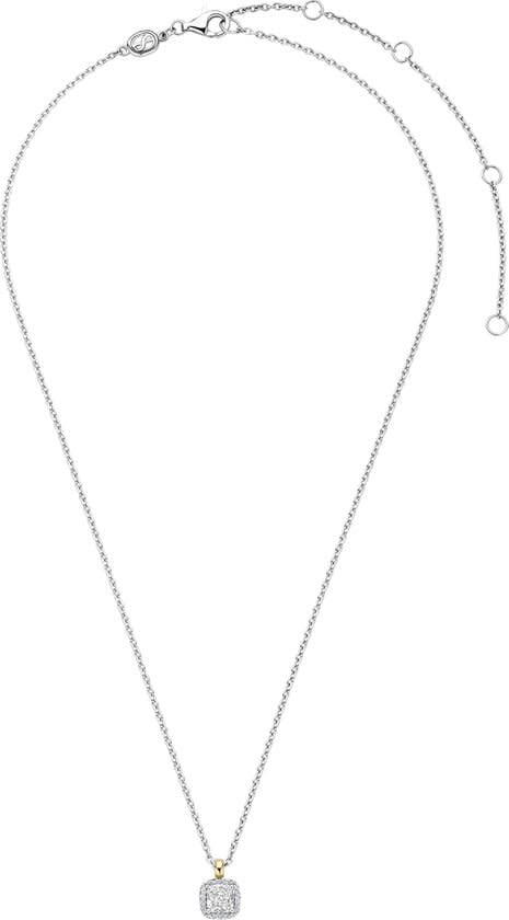 Ti Sento Ti Sento Collier 34103ZY/42 Zilver Bi-color met Vierkante Hanger met Zirkonia 38-48cm Zilver