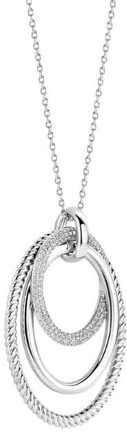 Ti Sento Collier 34127ZI/40 Zilver met Drie Ovale Ringen et Zirkonia 40-50cm Zilver
