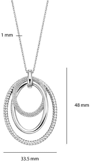 Ti Sento Collier 34127ZI/40 Zilver met Drie Ovale Ringen et Zirkonia 40-50cm Zilver