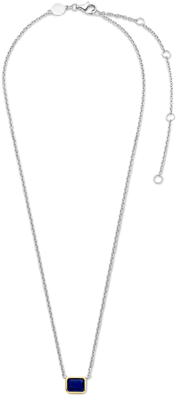 Ti Sento Ti Sento 3998BY/42 collier in 925 ilver met idem hanger goldplated met blauwe saffier look Divers