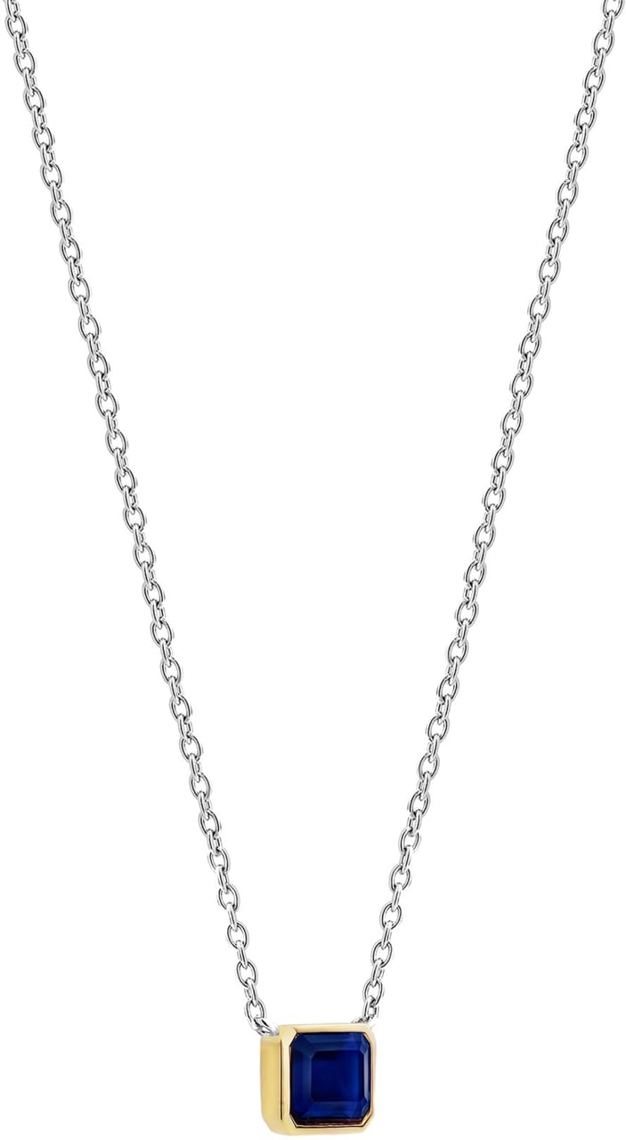 Ti Sento Ti Sento 3998BY/42 collier in 925 ilver met idem hanger goldplated met blauwe saffier look Divers