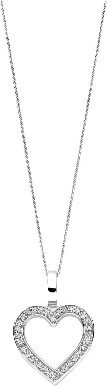 Ti Sento Ti Sento Collier 6859ZI Zilver Anker met Hanger Hart en Zirkonia 45cm Zilver