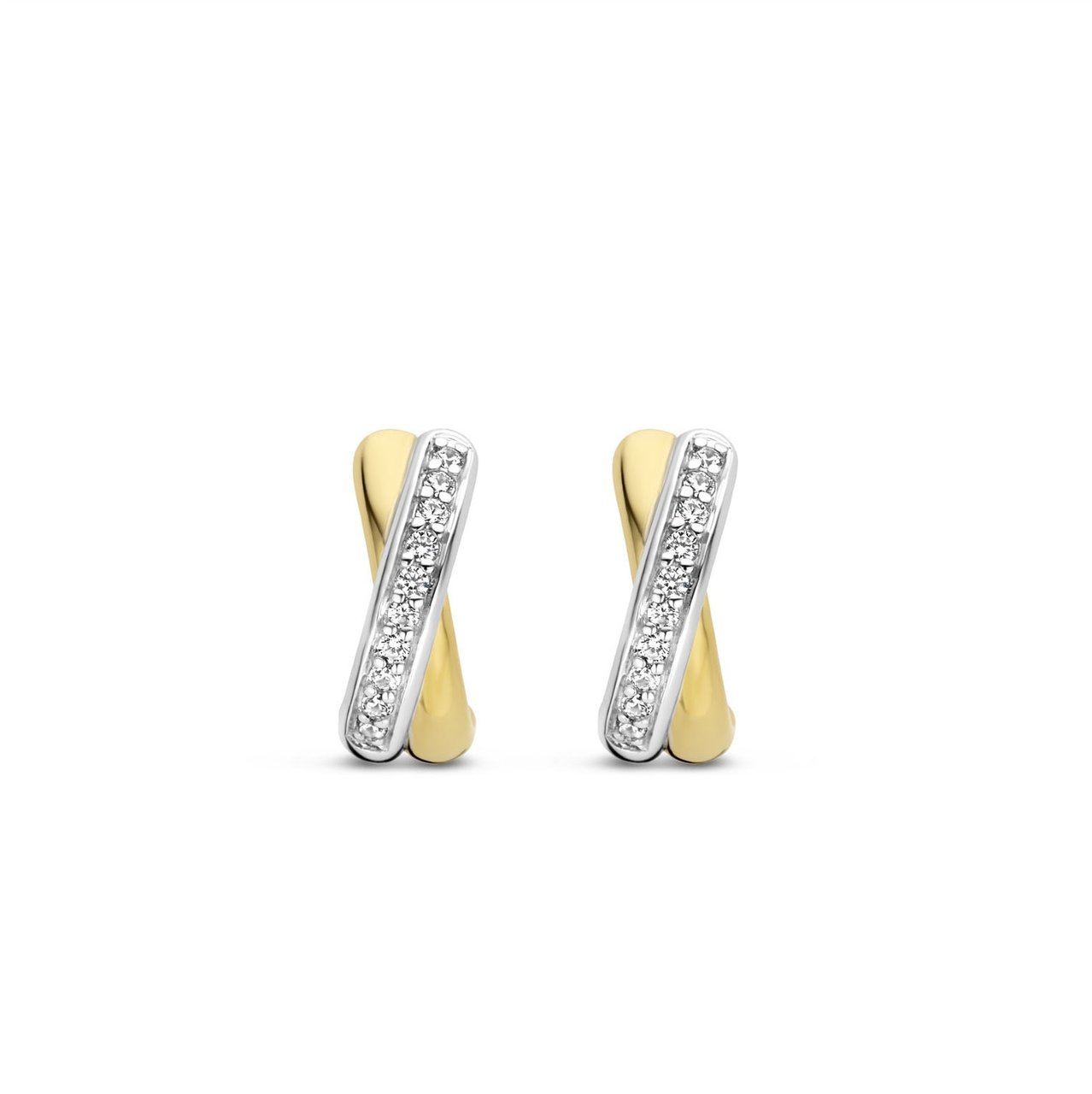Ti Sento Oorbellen 7667ZY Half verguld met zirkonia's 13mm x 3mm Goud
