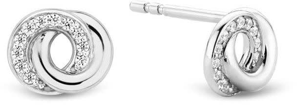 Ti Sento Ti Sento Oorbellen 7784ZI Zilver Gerhodineerd Dubbele Cirkels met Zirkonia 8mm Divers