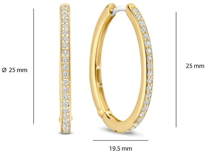 Ti Sento Oorbellen 7789ZY Zilver met Geelgouden Plating en Zirkonia 19.5x25mm Goud